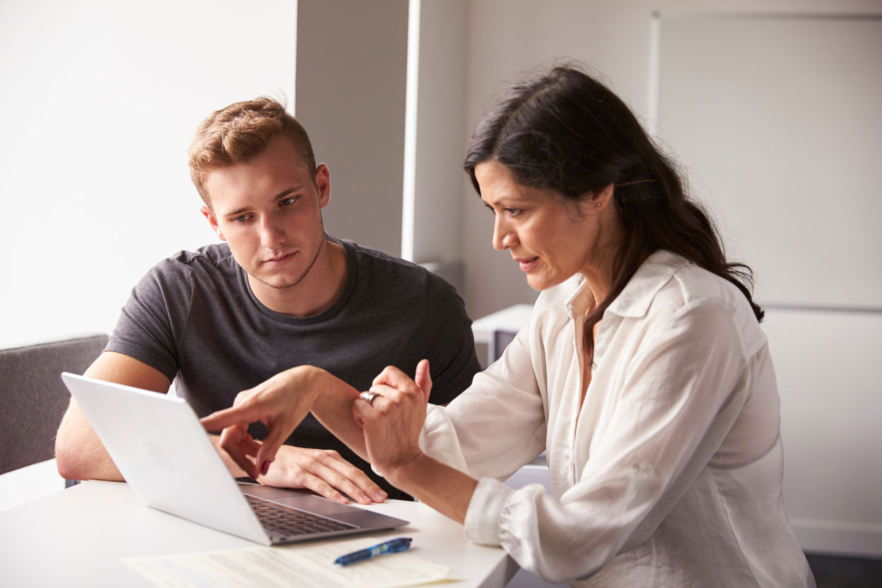female tutor and student